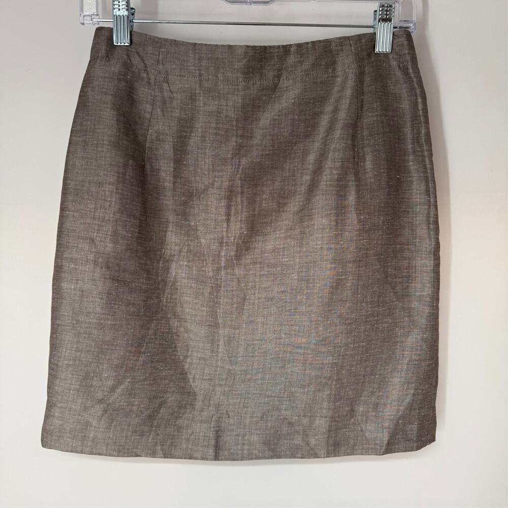 Escada Elements Linen Silk Pencil Skirt Women 38 US 8 Brown Minimalist Elegant